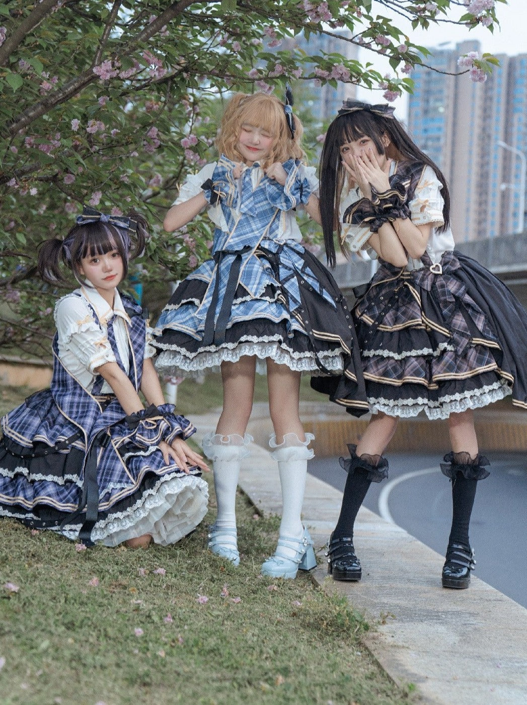 Top Skirt Check Idol Ruffle Tiered Check Lolita