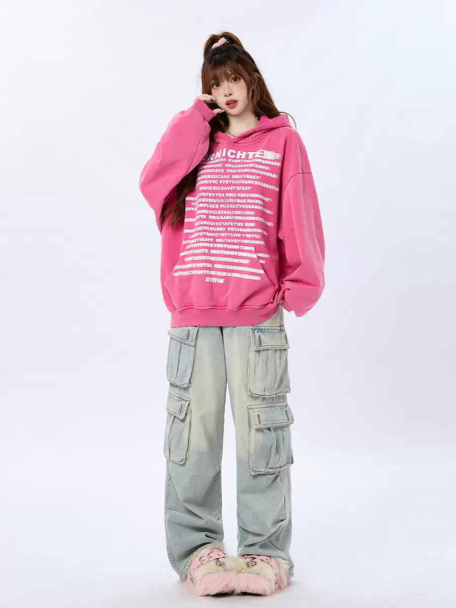 Amerikanischer Retro-Hoodie mit Buchstaben-Print