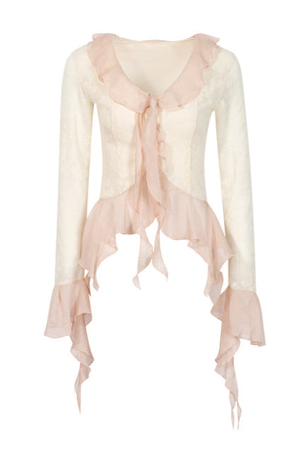 Top Sweet + Long Skirt Sheer Frilled