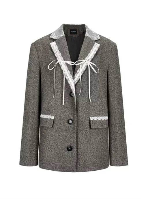 Veste de costume en dentelle de laine avec ruban d'épissure