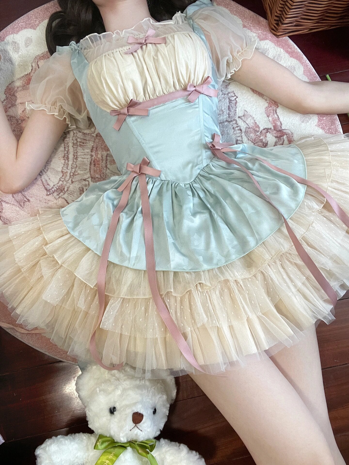 Mint Green Suspenders Cart Dress