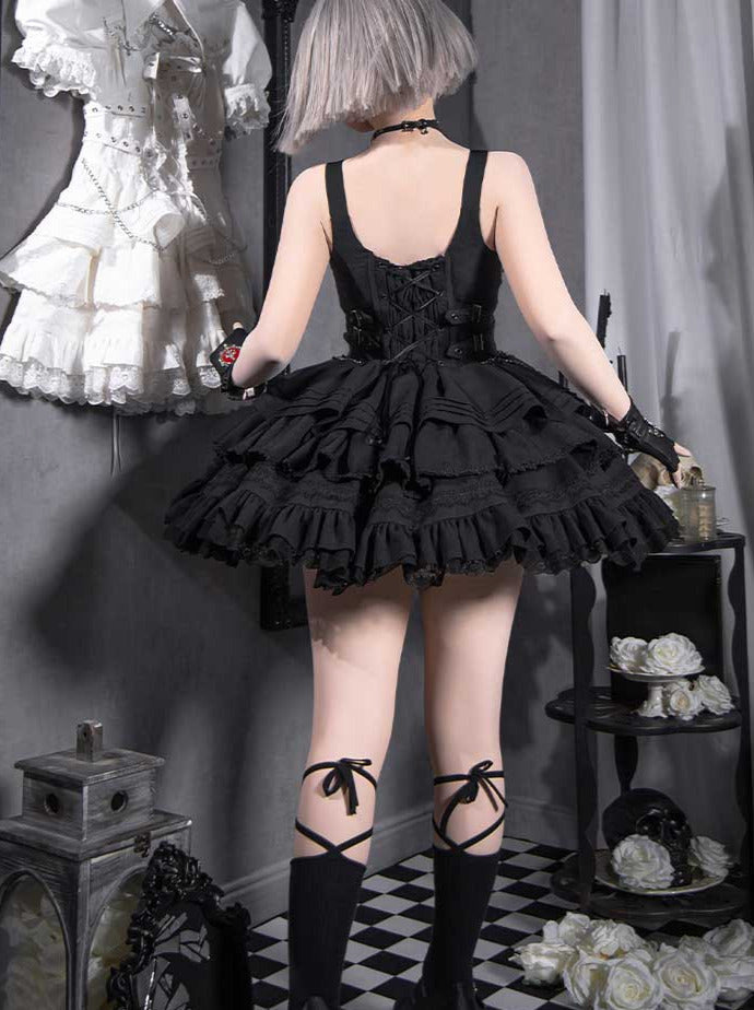 Dress Short Cross Contract Sweetheart Gothic