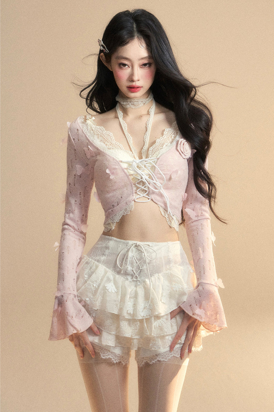 short cardigan Rail inner + halter neck