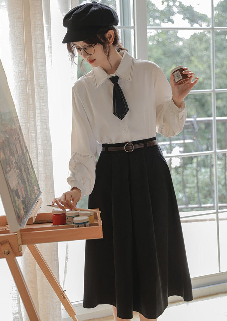 Shirt + Skirt Flared Wool Preppy