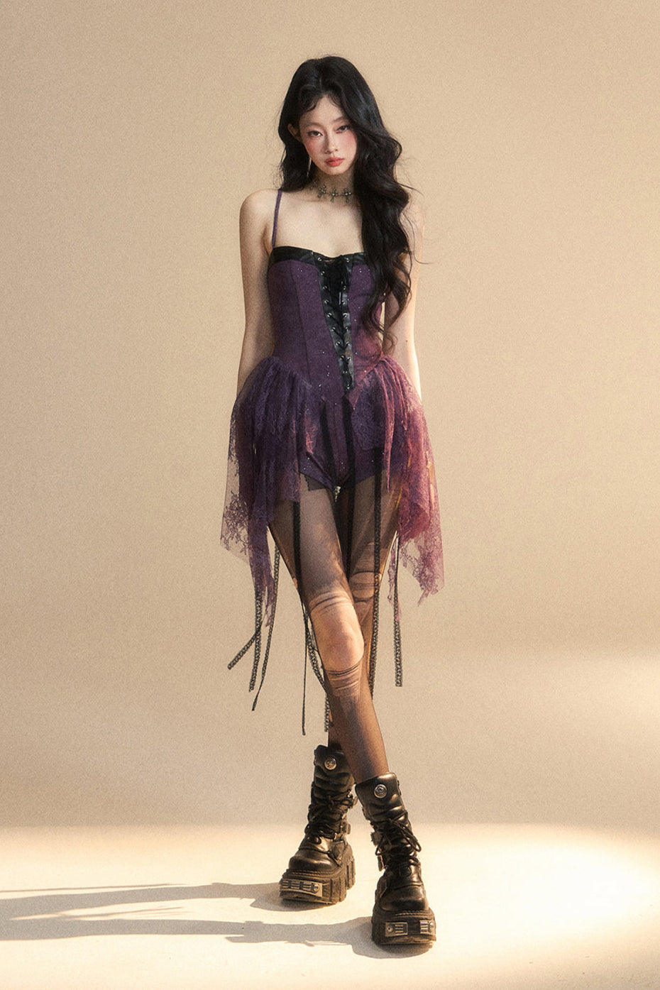 Dress Dark Halter Lace French