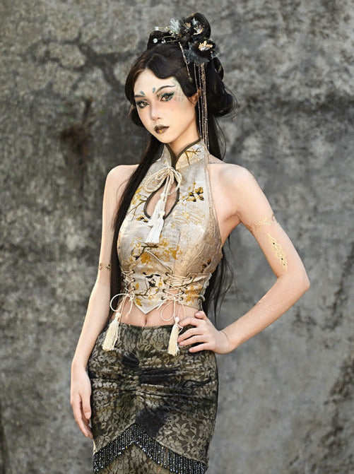 Buckle Top China Short Drop Collar Tassel