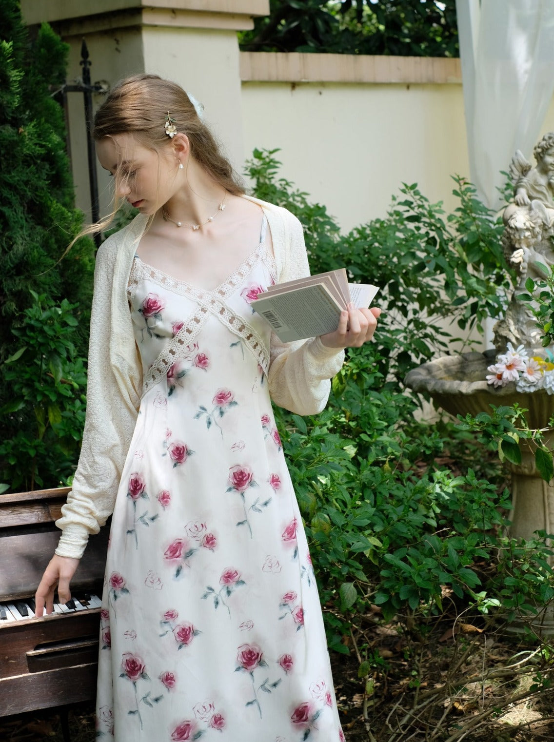 Weißes Kleid Pure Flower Sweet Camisole