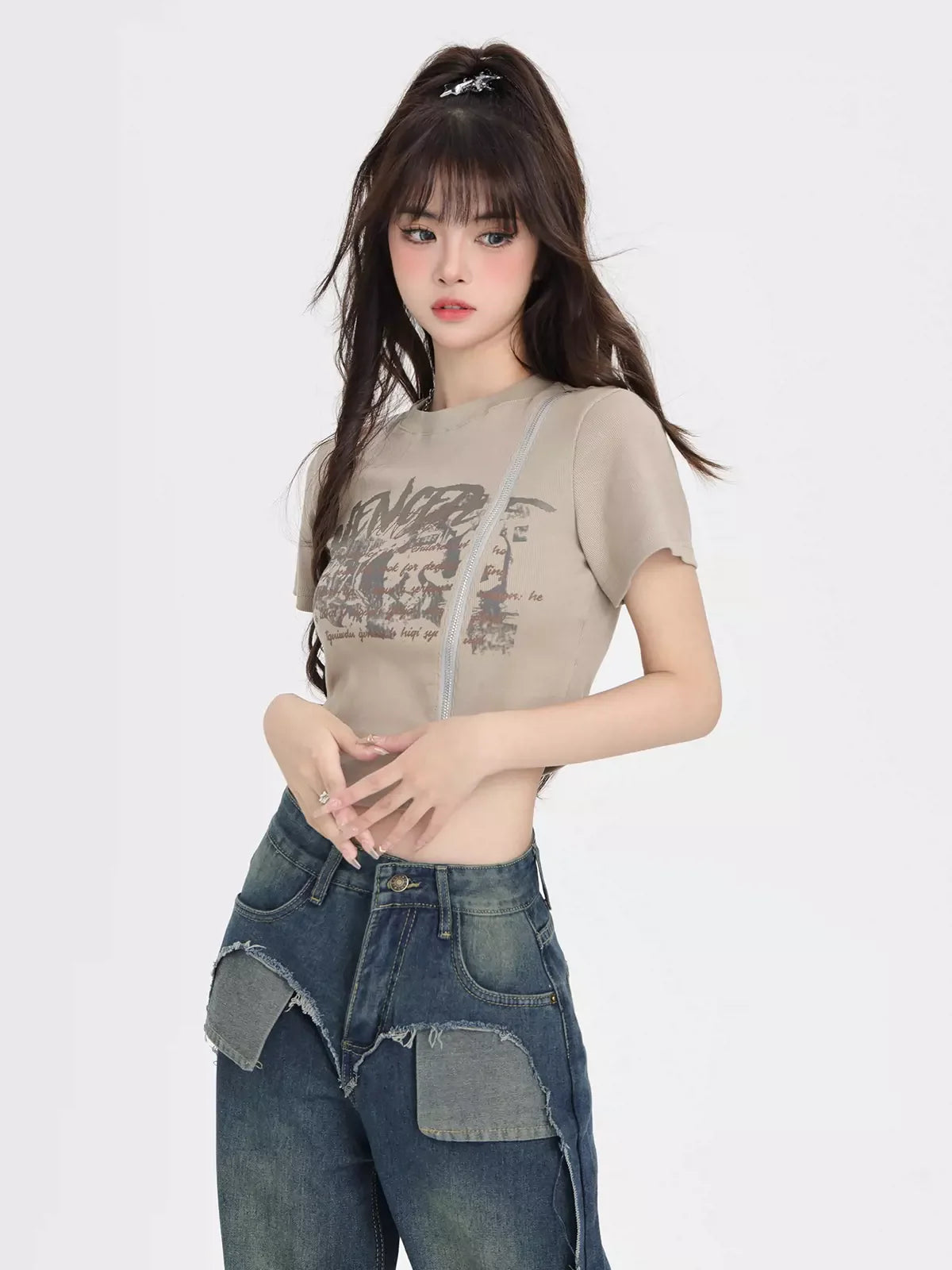 T-Shirt mit Reißverschluss American Street