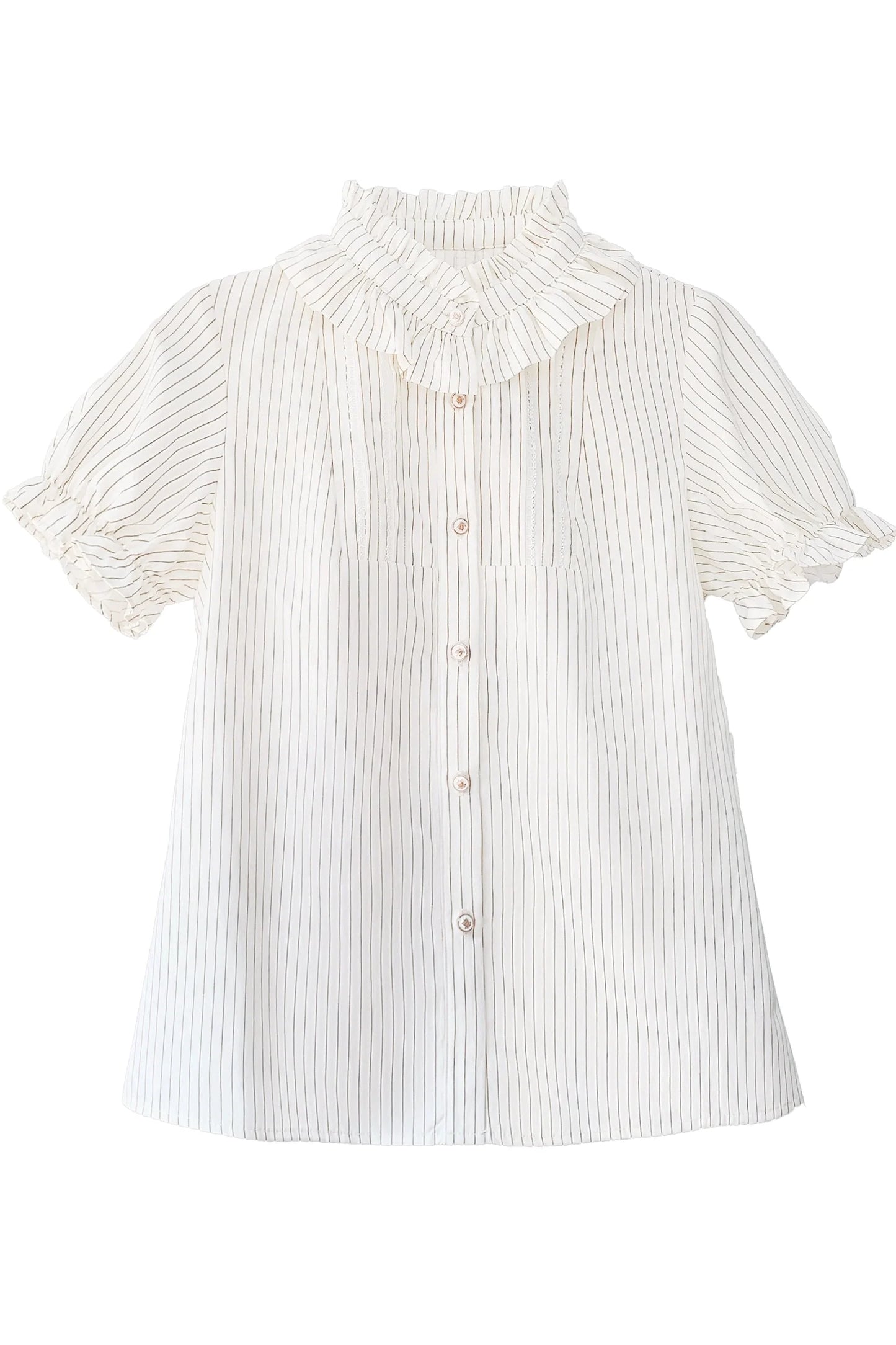 skirt vest big shirt + college brooch Western-style ribbon puff sleeve