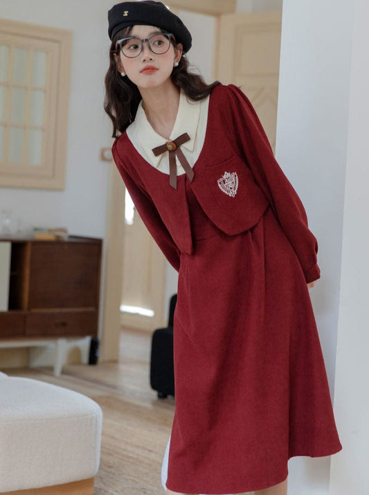 ツーピース カレッジ レトロ フェイクドレス