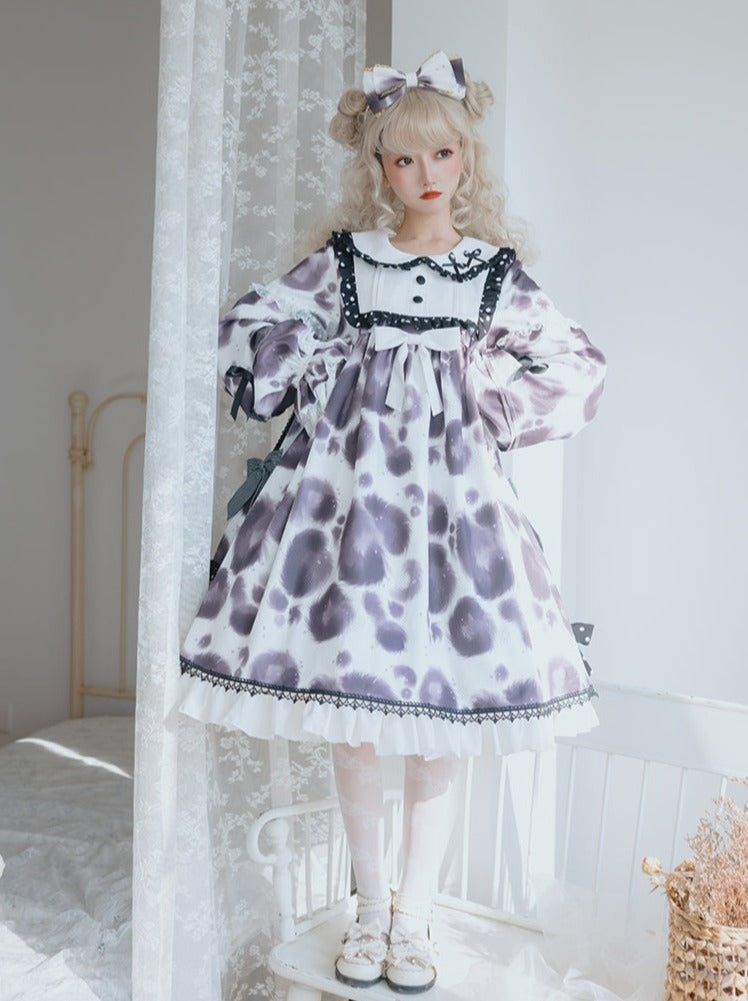 ヒョウ柄ワンピース ボリュームドット ロリータ
