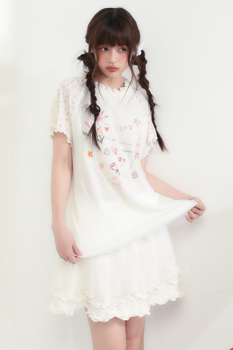 Round Neck Heart Floral Top