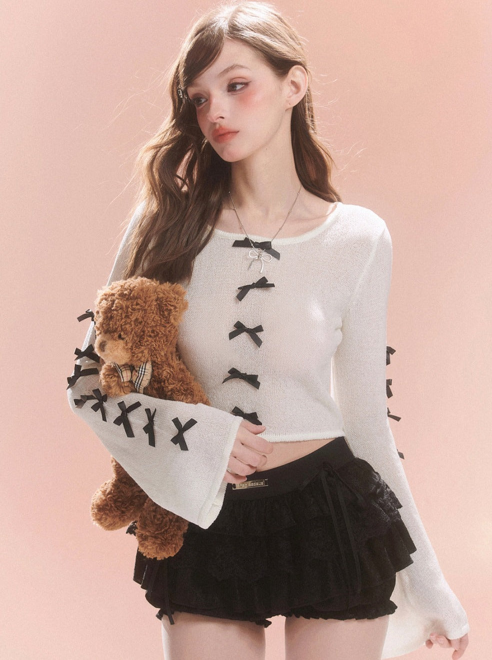 Chic Girly Top Sweet Ribbon French
