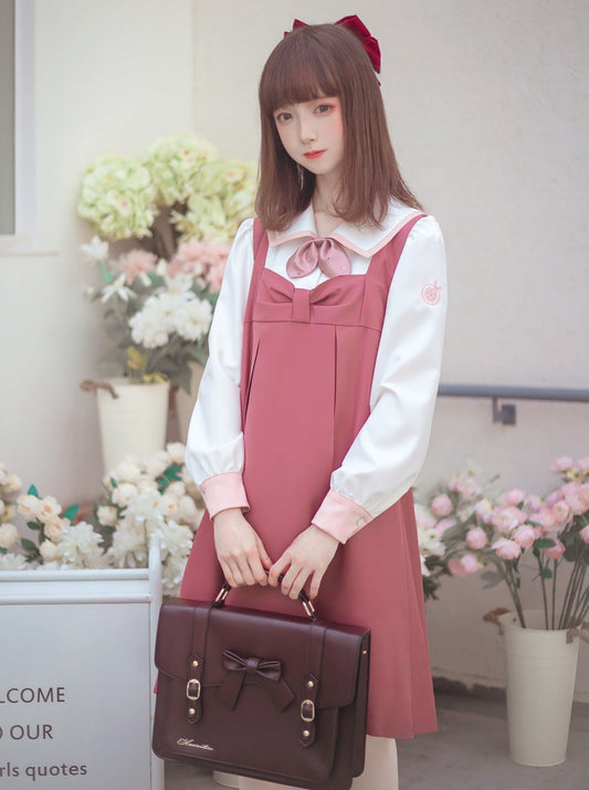 Milk Blouse Pink + College Skirt Sweet