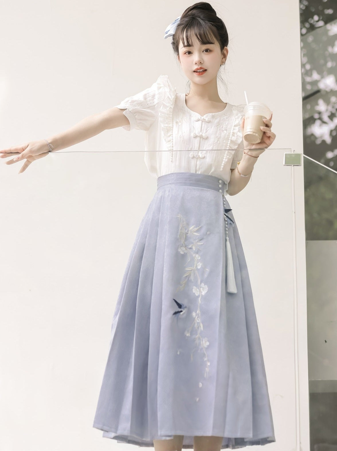 Summer Pleated Skirt Retro Ruffle Top Design China