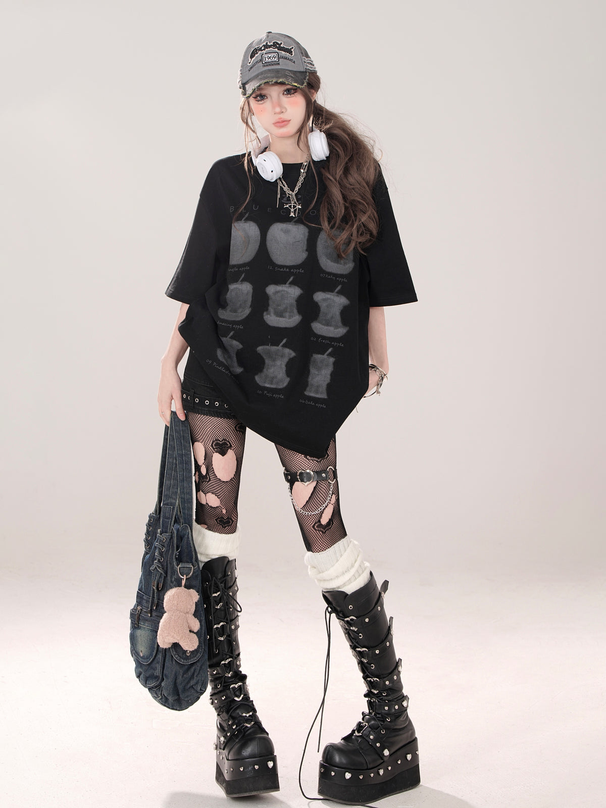 Apple Print Loose T-Shirt American
