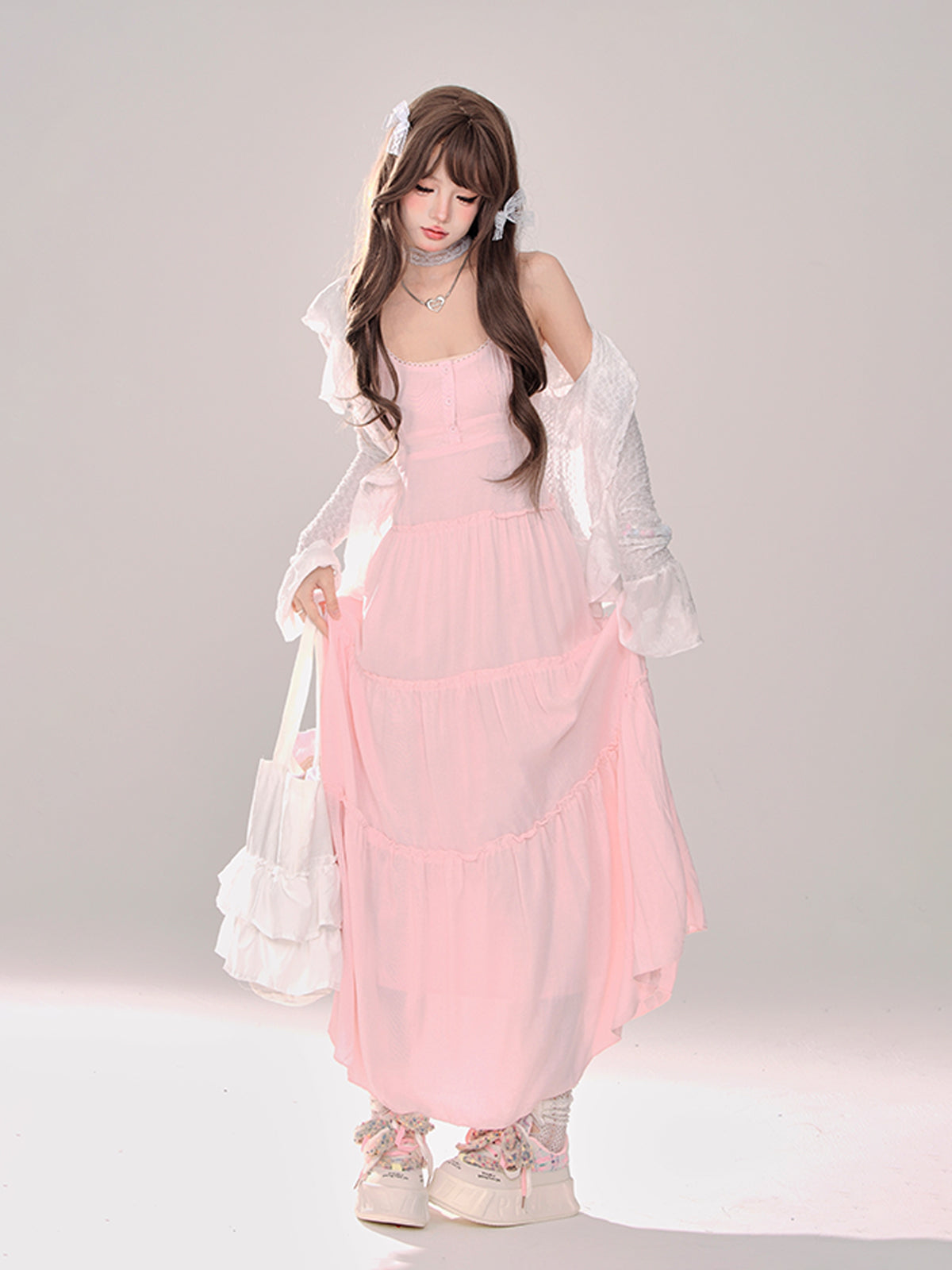 Moonlight + Cardigan Suspender Knit Summer Dress Sheer