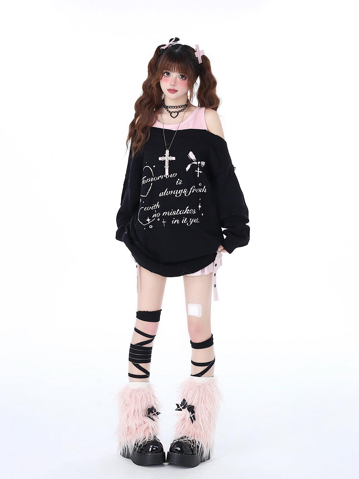 Haut deux pièces à épaules dénudées, style décontracté et cool, effet faux-sucré, pour une fille adorable