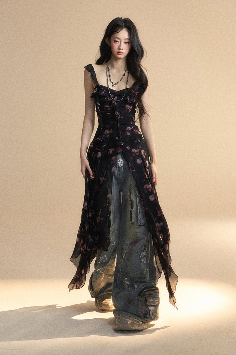 Chiffon Top Asymmetrical Wildflower Reservations Camisole