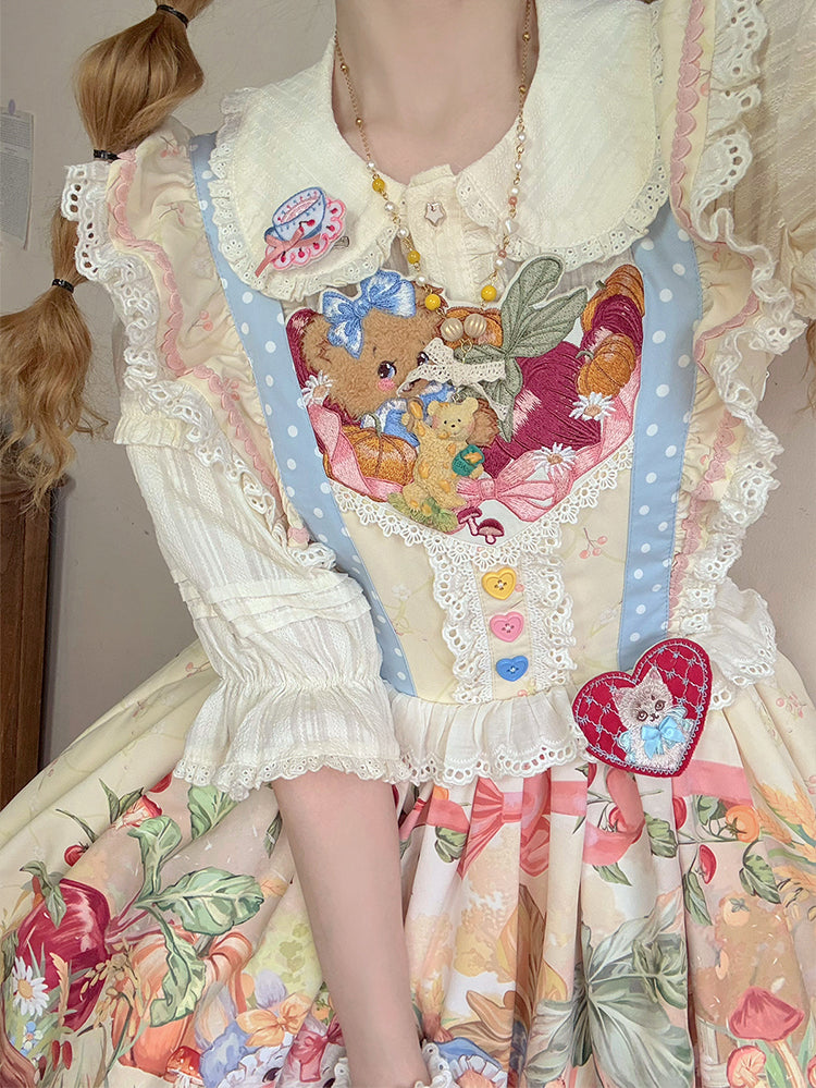 Apron + Reservations Suspender Print Dress Layered Carrot