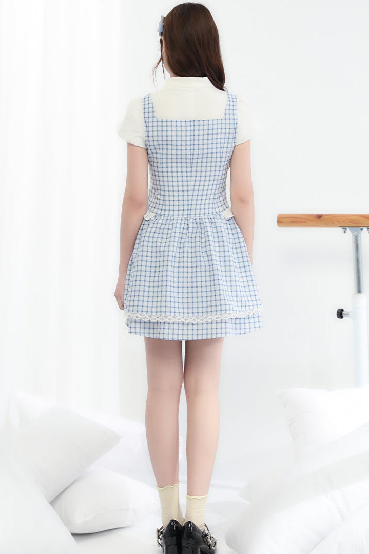 Sweet Check Blue College Dress