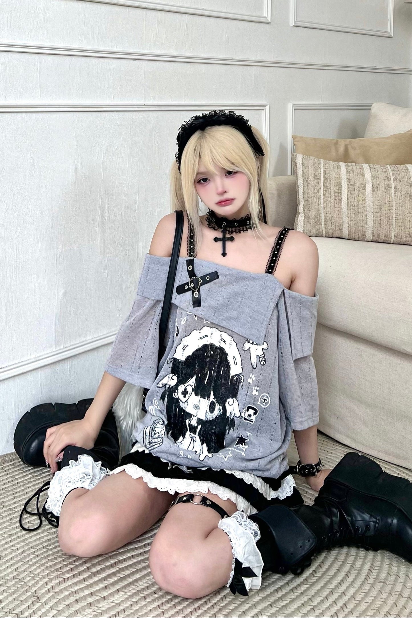 Sweet Top Print Smock Anime