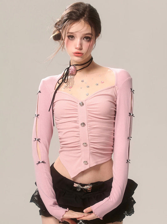 Romantisches Ärmelband-Top mit Schimmer