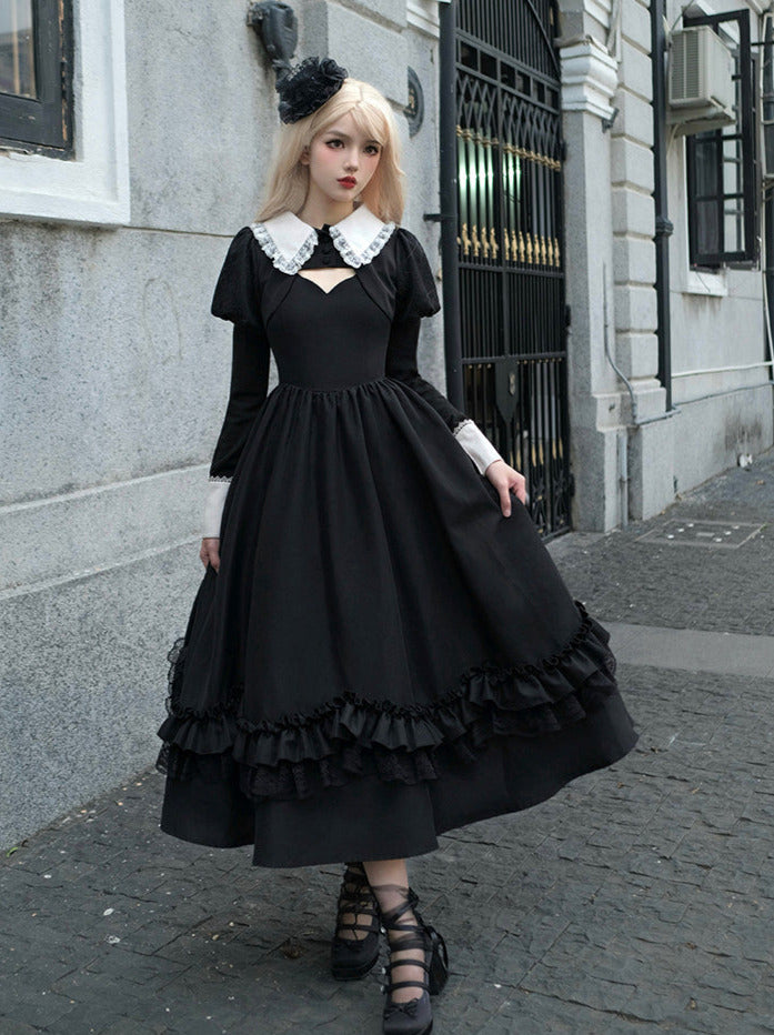 Robe veste suspendue à manches symphoniques style gothique nuit courte longue
