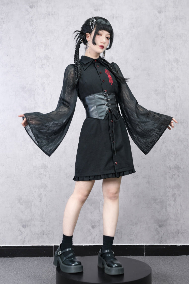 Dress Lantern Chinese Sleeve Sheer
