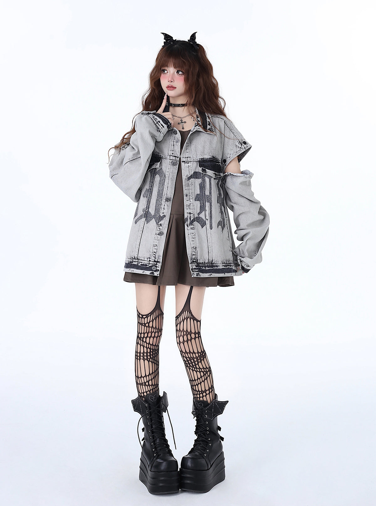 Veste de moto en denim rétro style américain ample et streetwear
