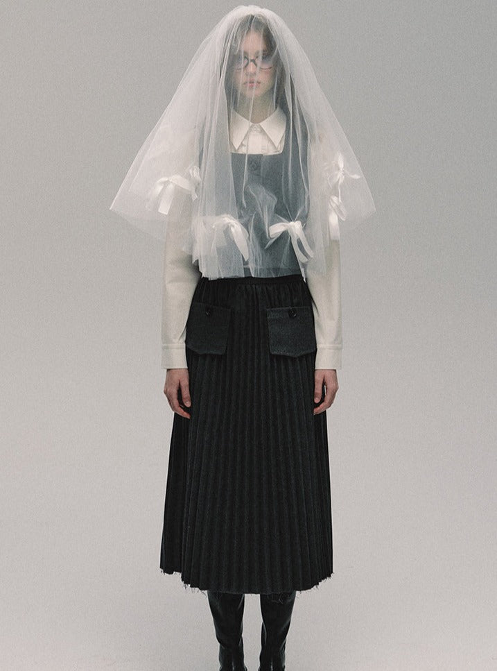 Gray College Long Skirt Best Bethi Barka Pleated