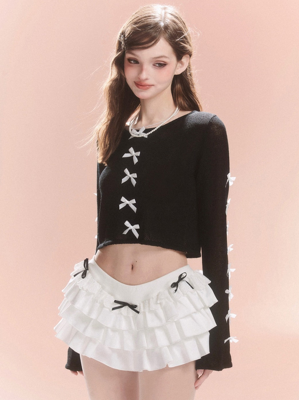 Chic Girly Top Sweet Ribbon French