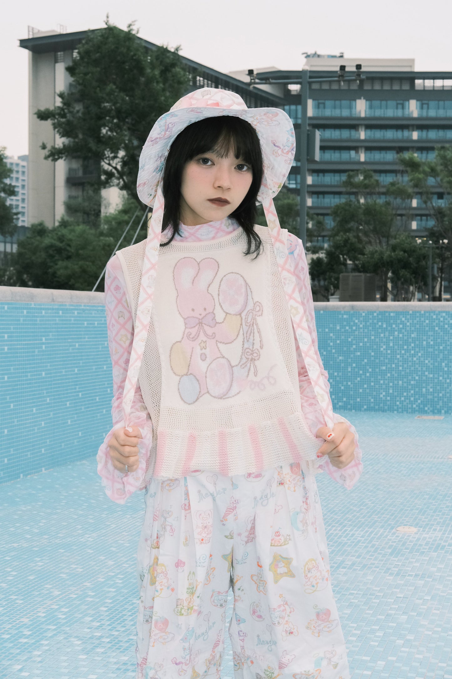 Subculture animal hat mesh vest +