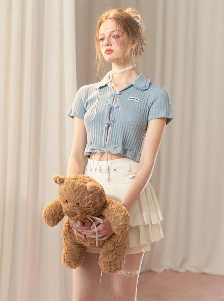 Hot Girl Satin Bow Sweet Short Top