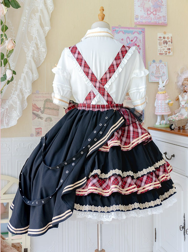 Top Skirt Check Idol Ruffle Tiered Check Lolita