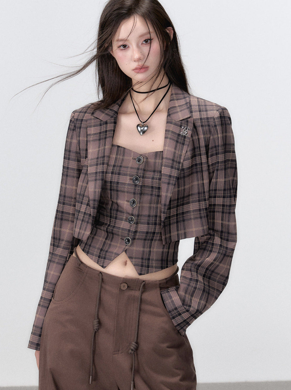 Retro Anzug Stück Schlaf Stil Rock Plissee Jacke College Weste