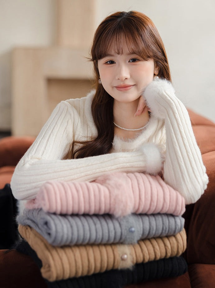 Slim Sweet Sweater Twisted Top Fur