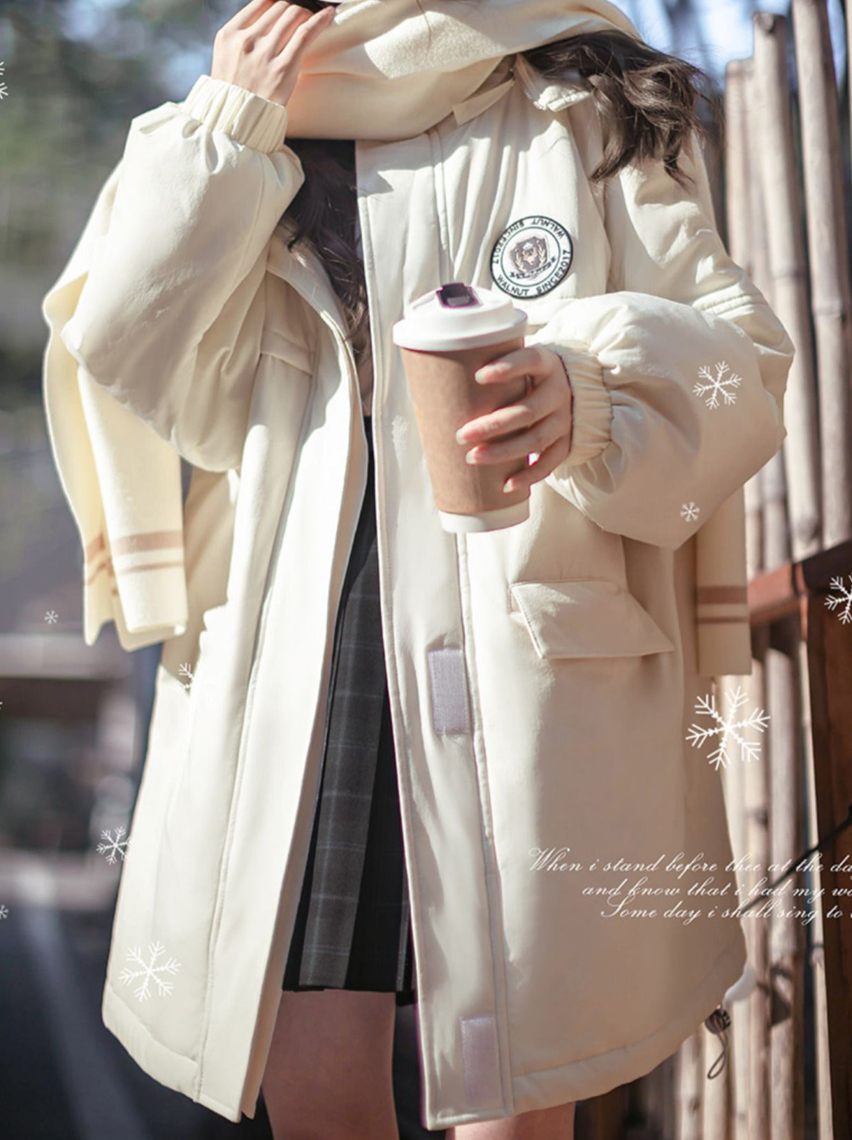 Down Hoodie Penguin Style White Jacket College