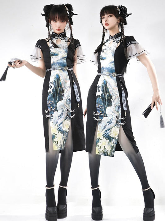 スリットアートチャイナドレス