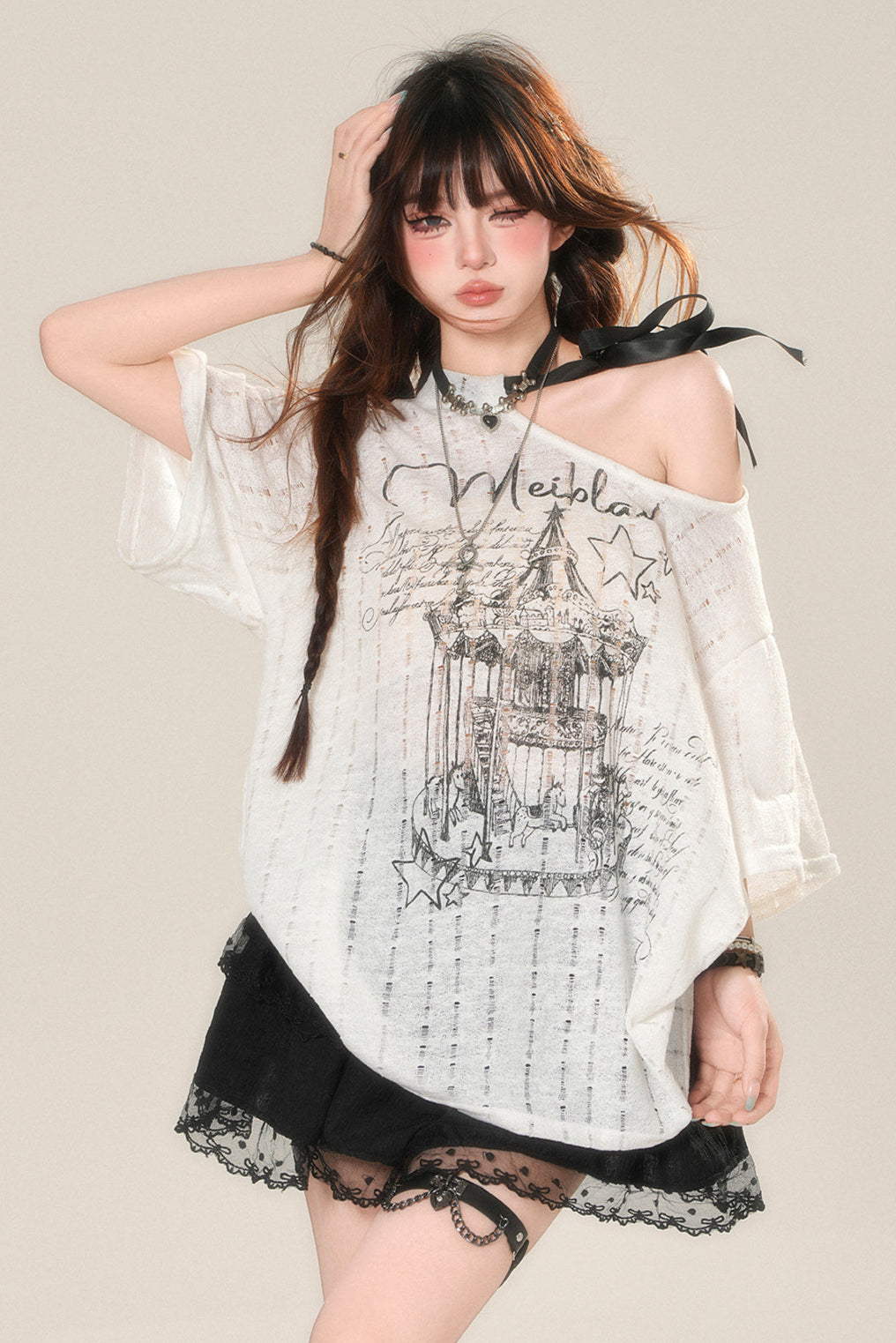 Shoulder Dark Tops Sheer