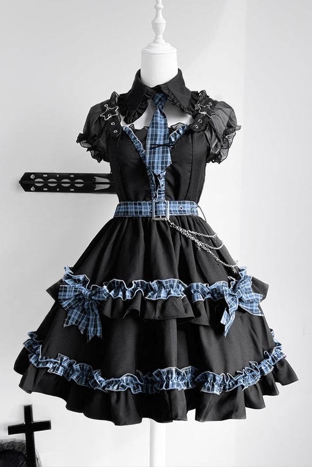 Set Starlight Ruffle Dress Check Night