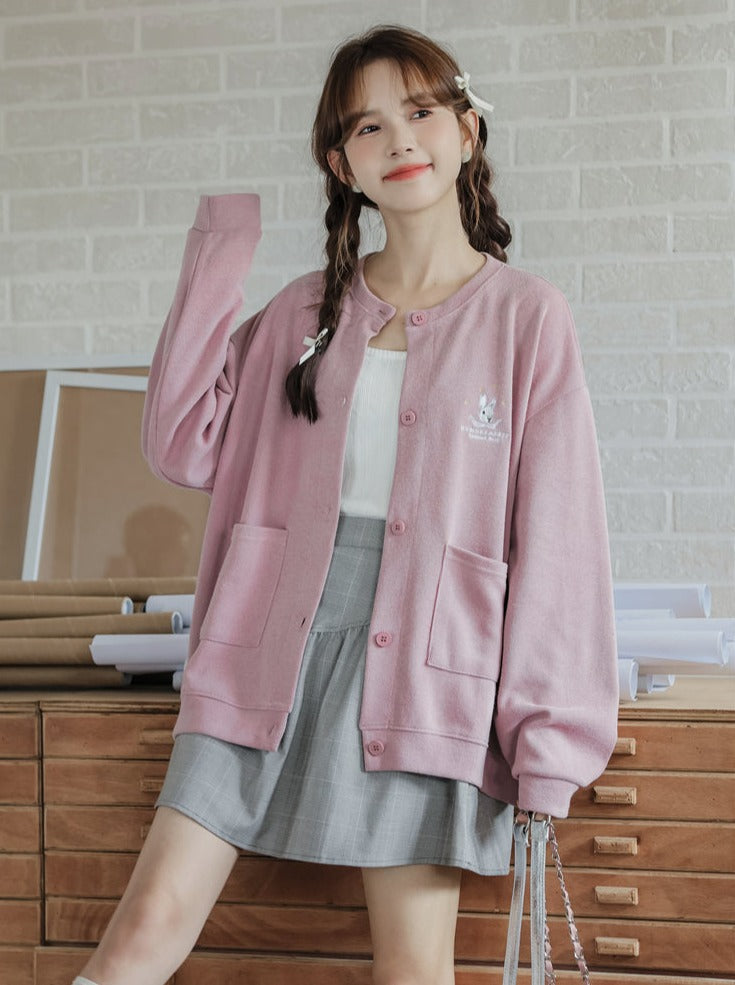 Veste ample et poussiéreuse rose à manches et épaules tombantes