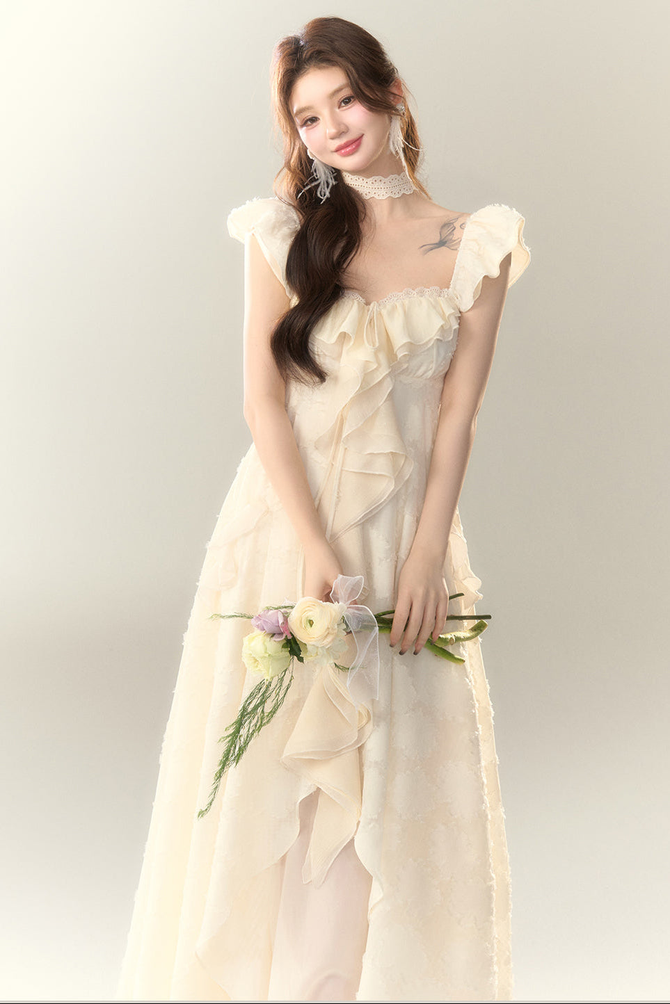 Jacquard Holiday Dress Frilled