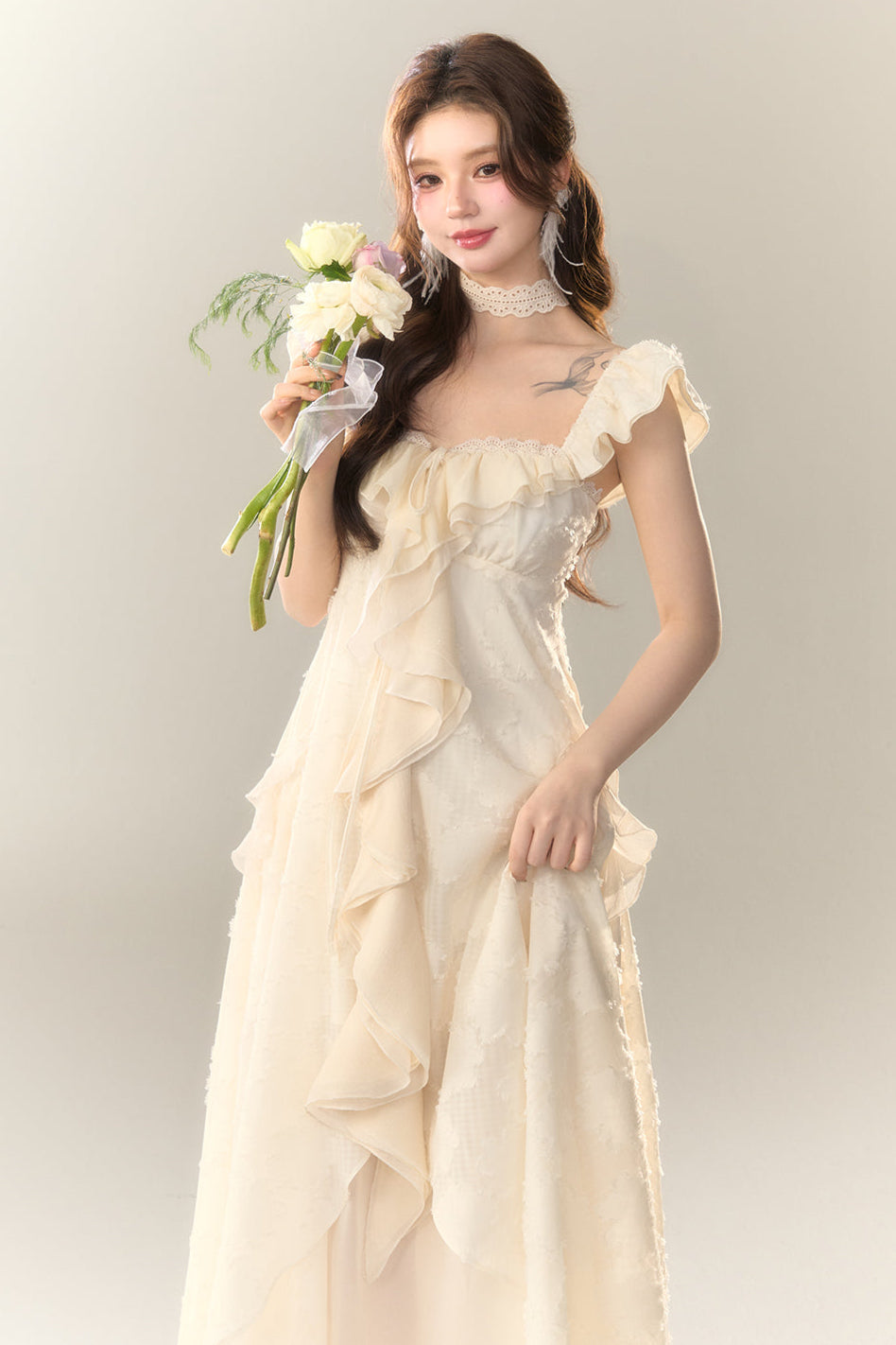 Jacquard Holiday Dress Frilled