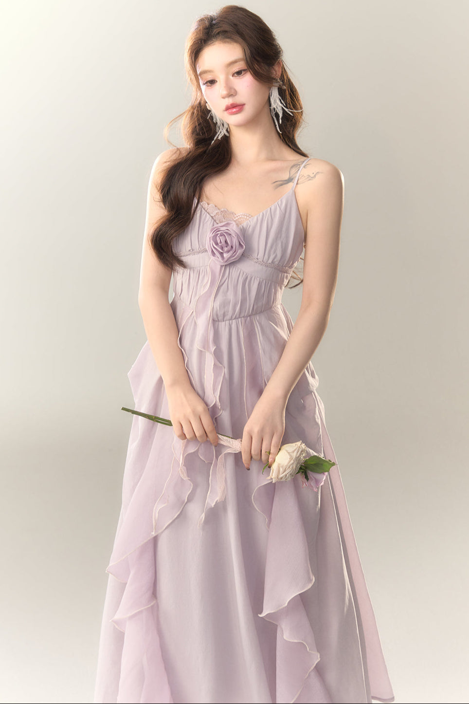 Rose Dress Work Heavy Ruffle Manta