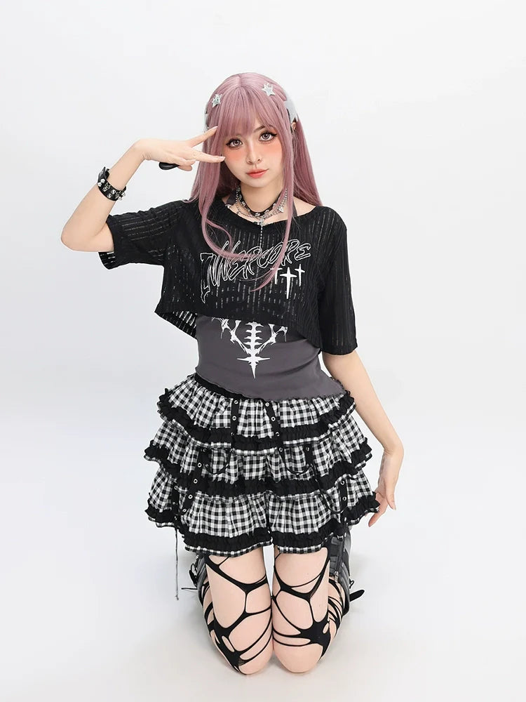 Asian vest Y2K and smock skirt Light