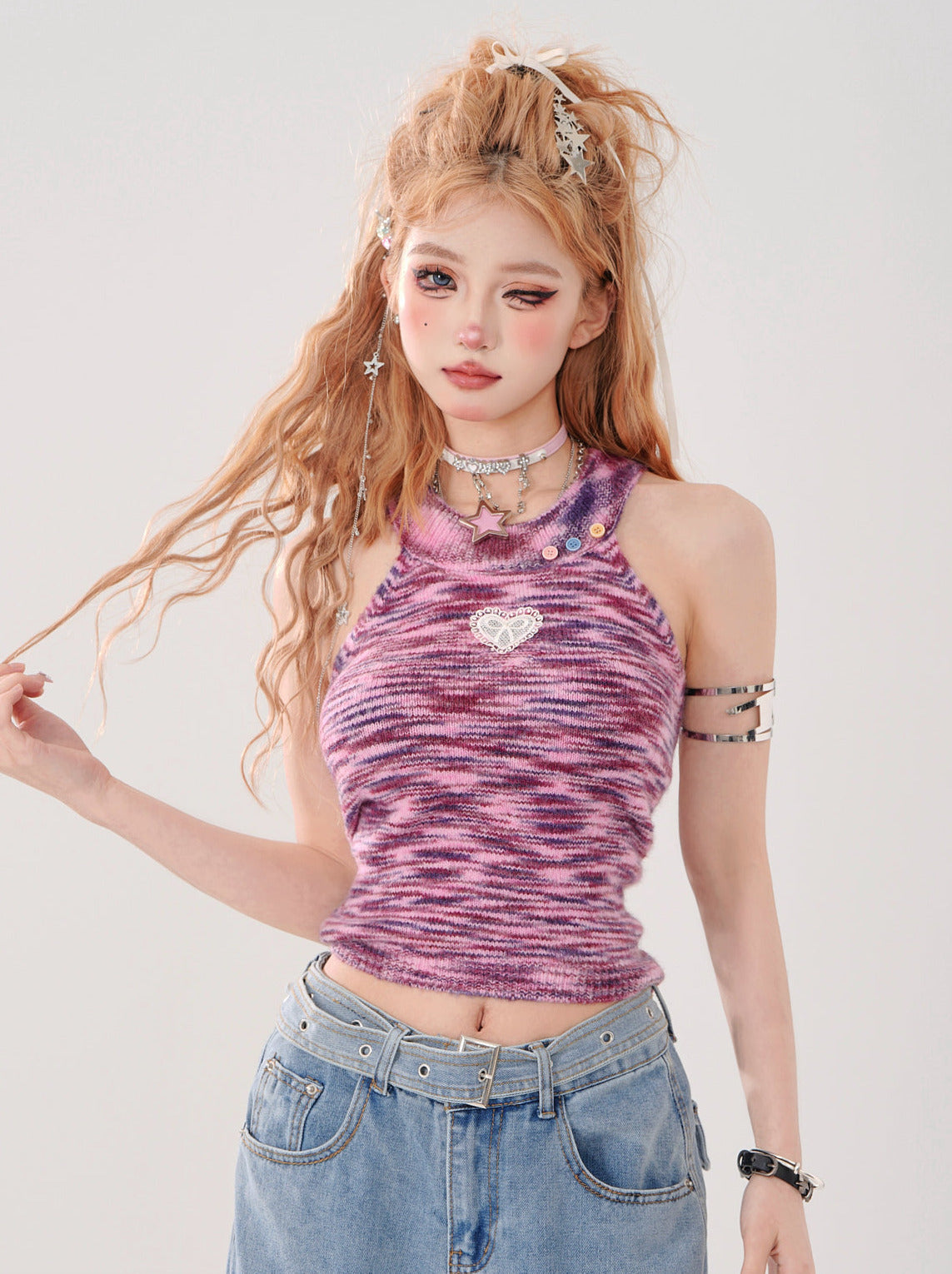Short Knit Halter Neck Crop Camisole Top