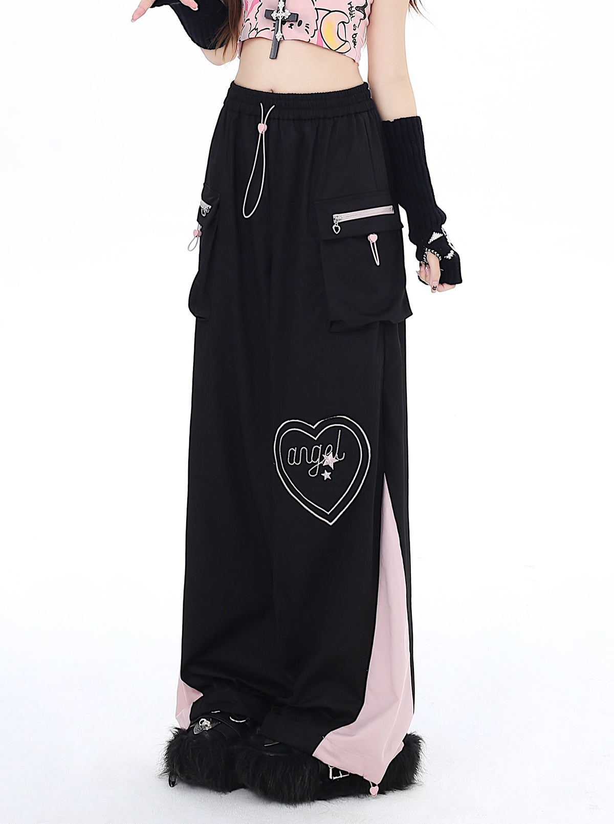 Love Pants mit Kordelzug in Kontrastfarbe, Cargo