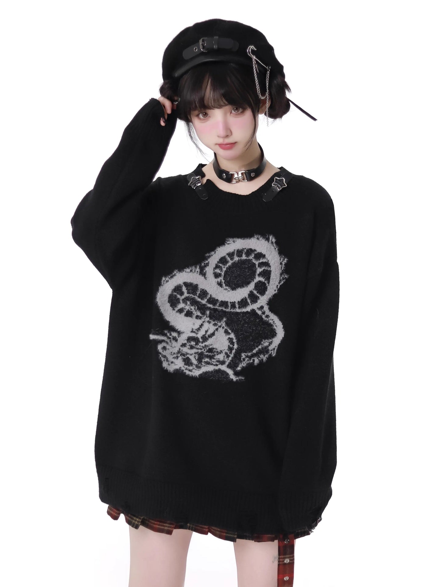 Anzugjacke aus Samt und Leder mit Drachenkaromuster