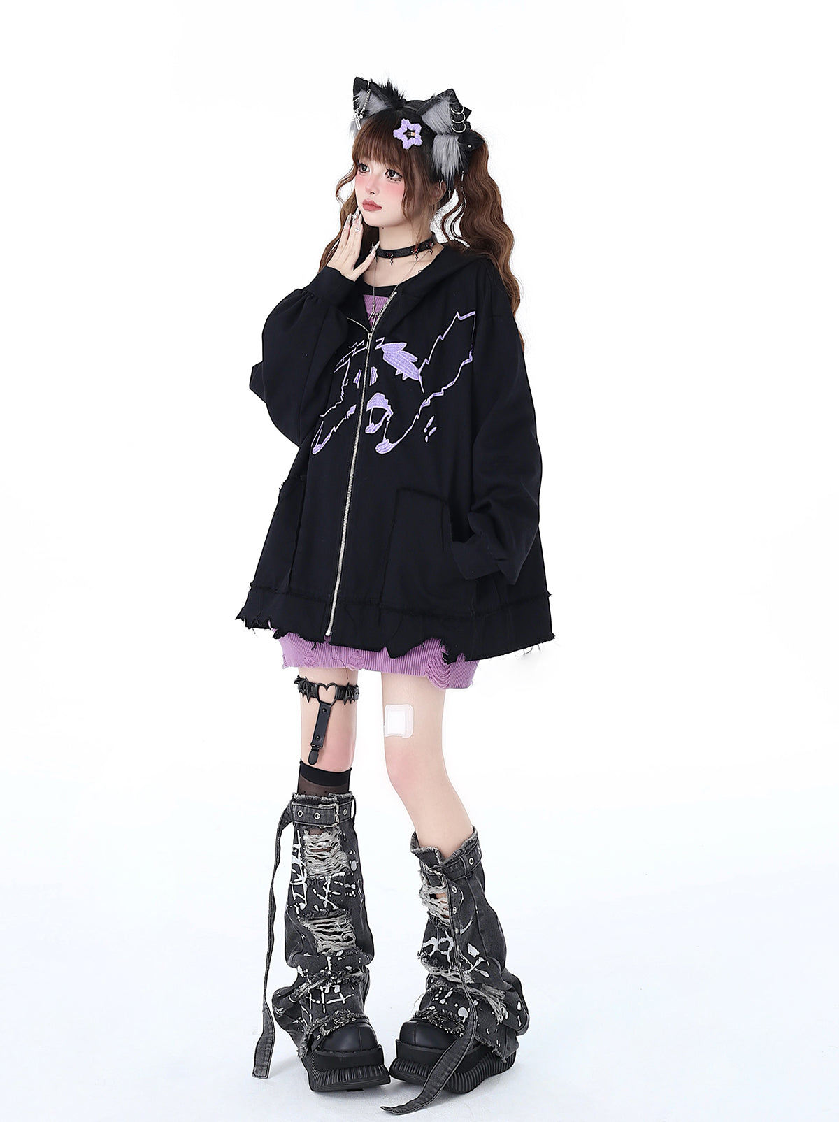 Over Cat Loose Mine Hoodie Hooded
